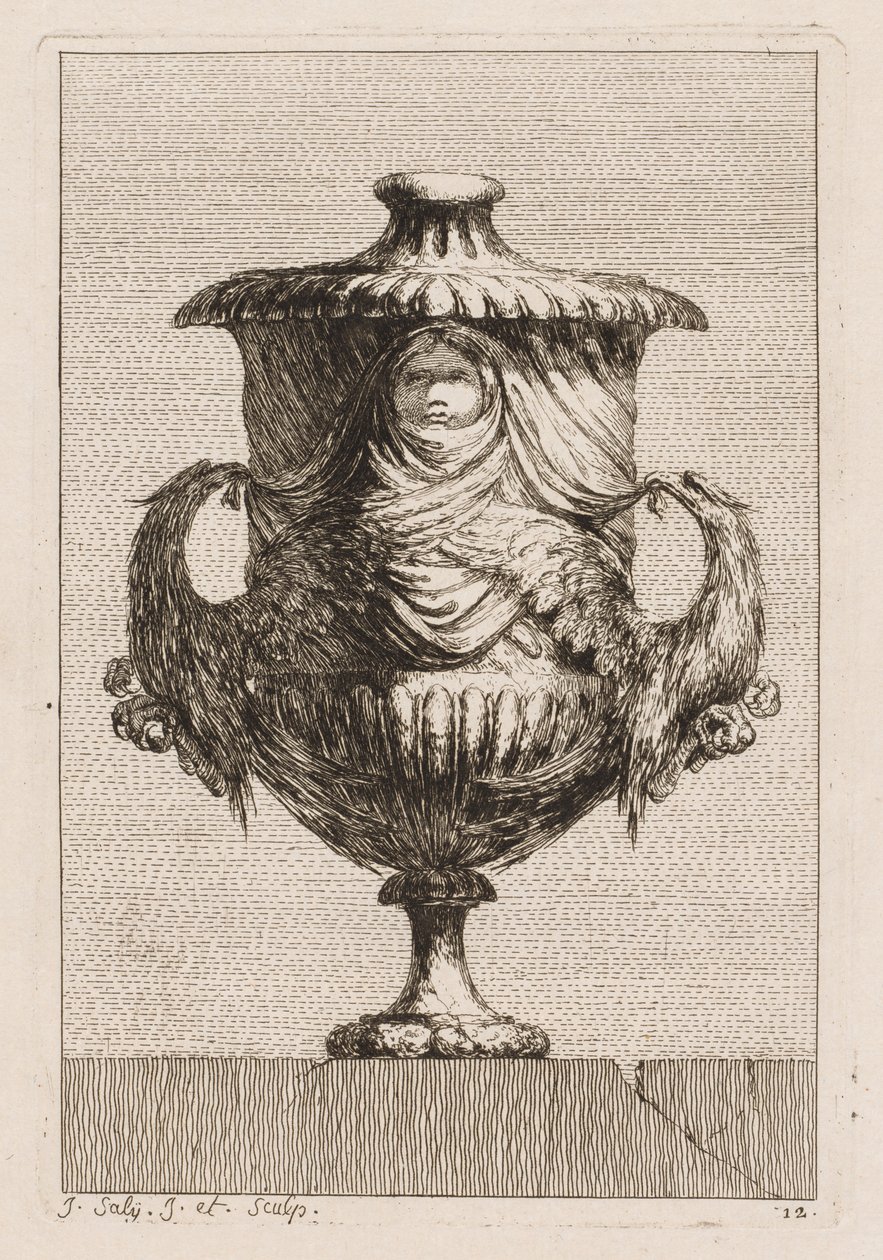 Suite med vaser: Plate 12, 1746. av Jacques Francois Joseph Saly