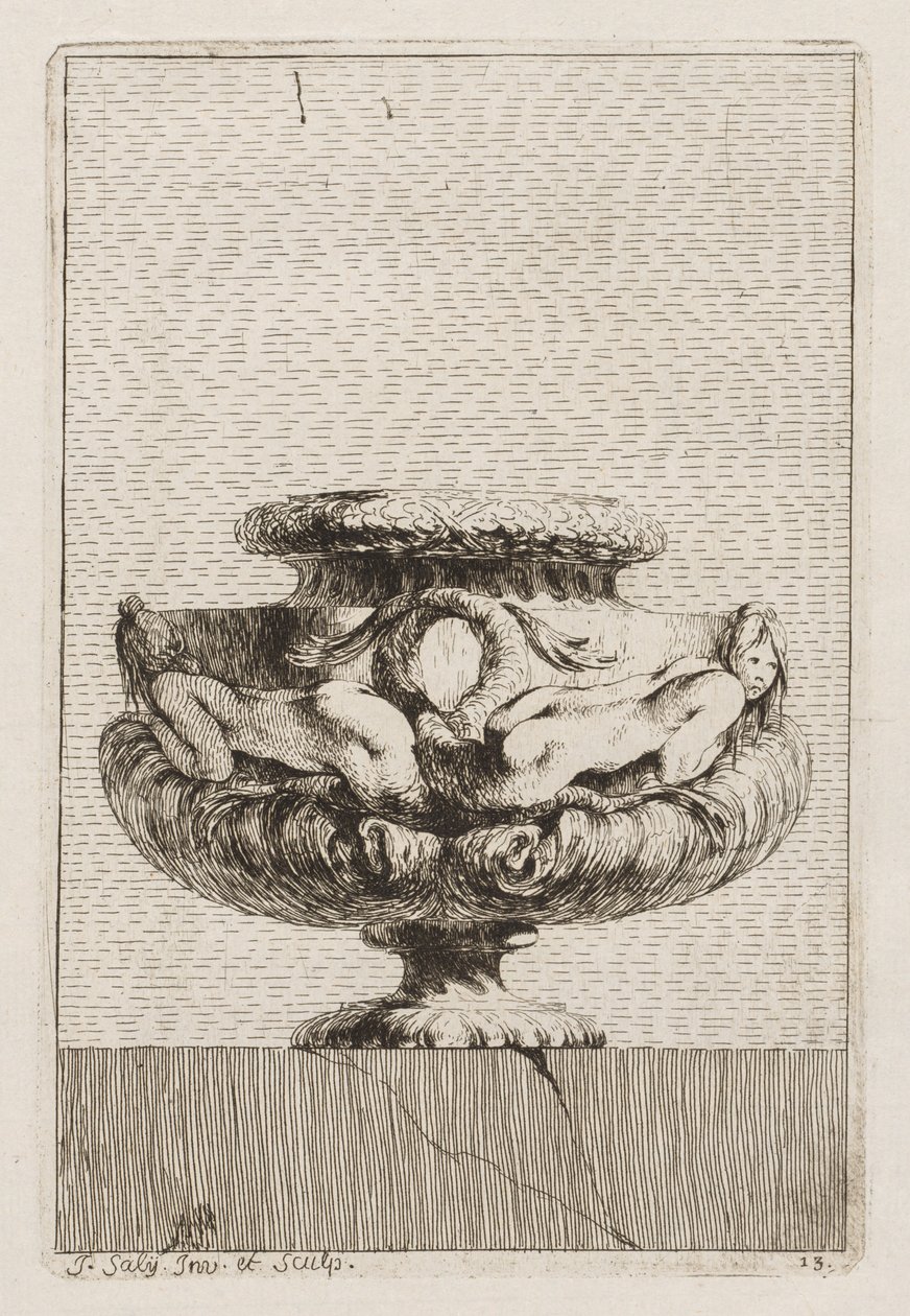 Suite med vaser: Plate 13, 1746. av Jacques Francois Joseph Saly