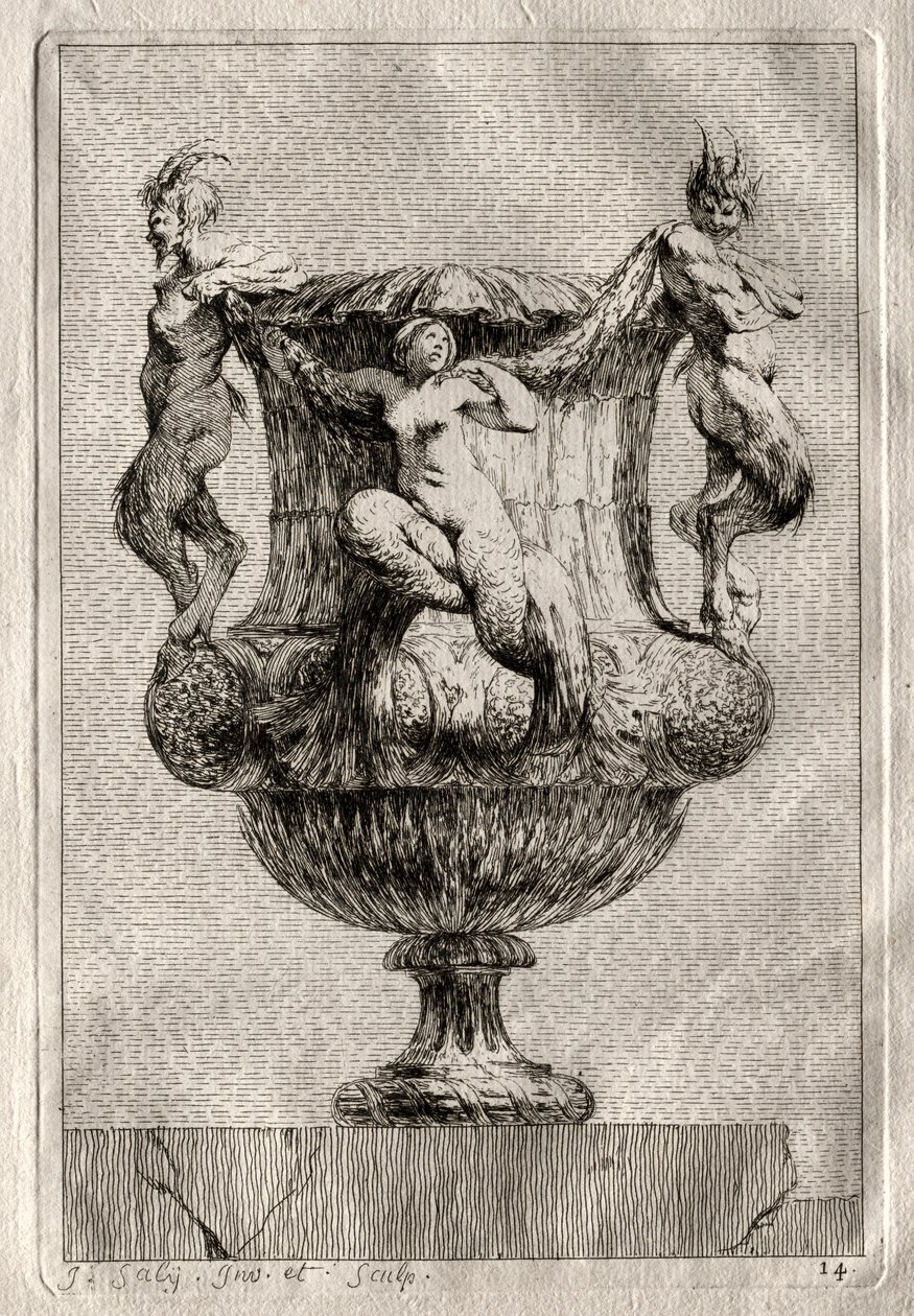 Suite med vaser: Plate 14, 1746. av Jacques Francois Joseph Saly