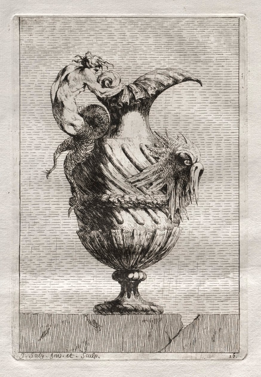 Suite med vaser: Plate 16, 1746. av Jacques Francois Joseph Saly