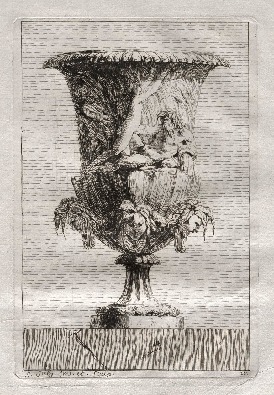 Suite med vaser: Plate 17, 1746. av Jacques Francois Joseph Saly