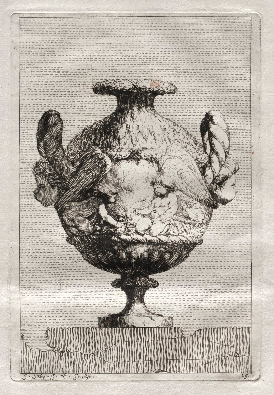 Suite med vaser: Plate 19, 1746. av Jacques Francois Joseph Saly