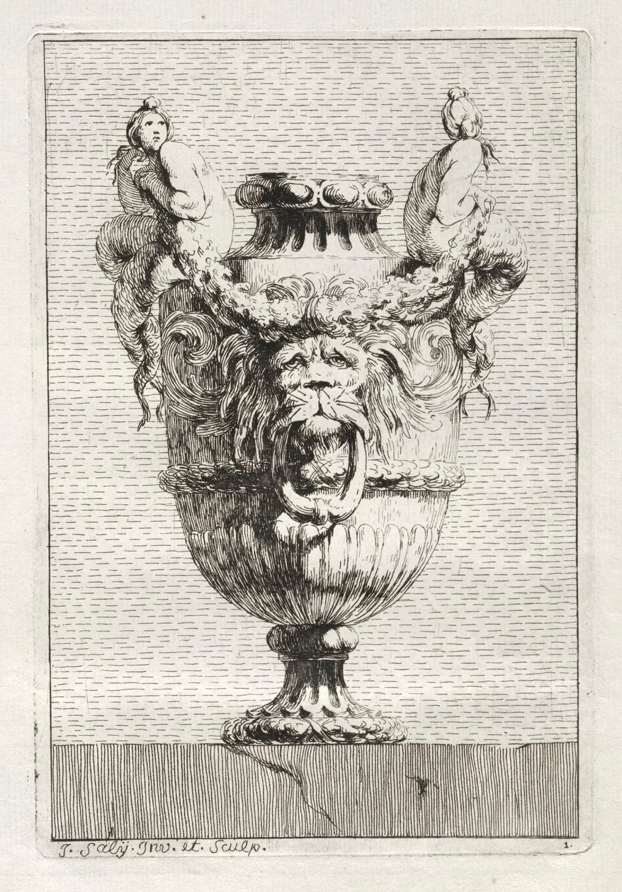 Suite med vaser: Plate 1, 1746. av Jacques Francois Joseph Saly