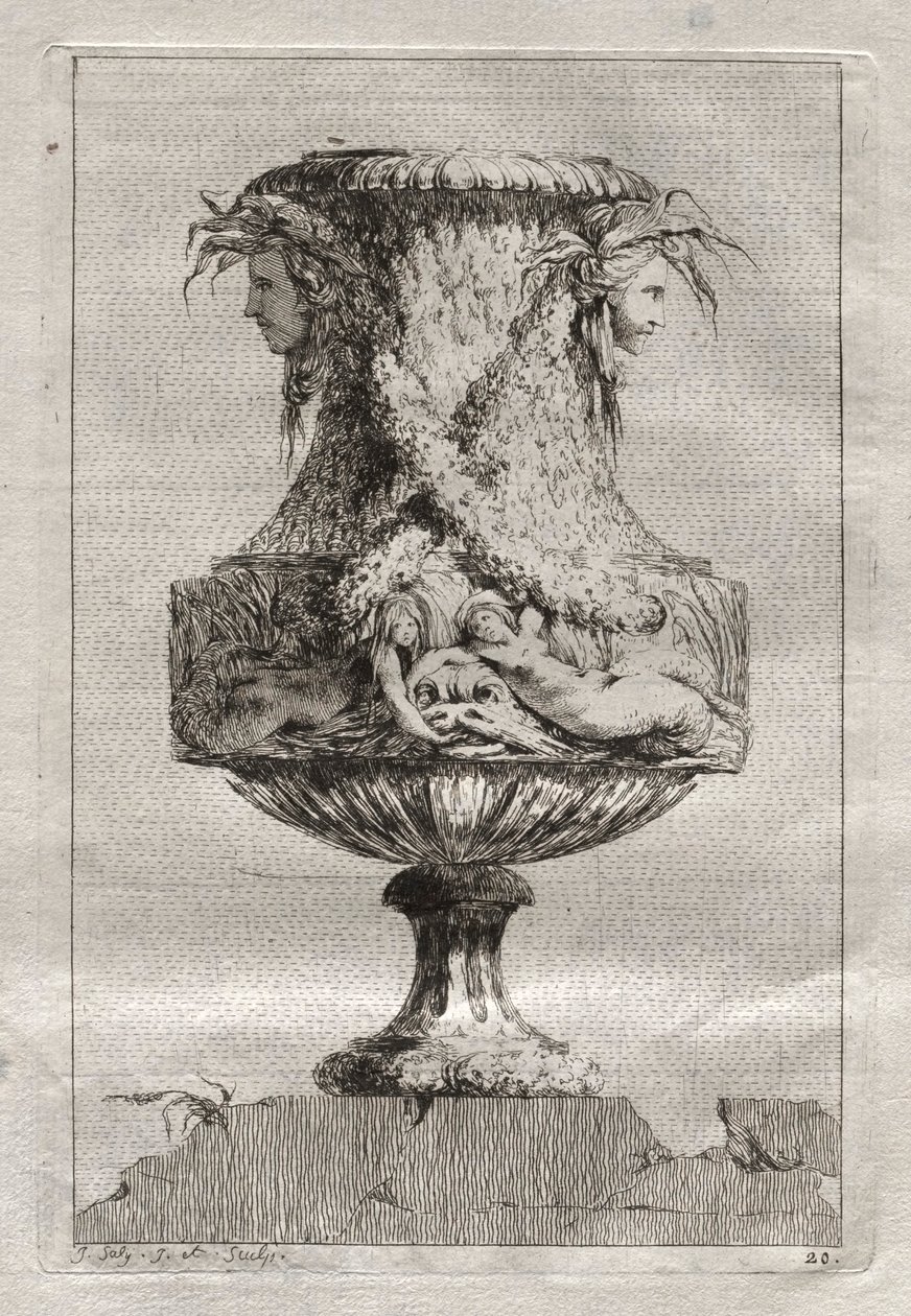 Suite med vaser: Plate 20, 1746. av Jacques Francois Joseph Saly