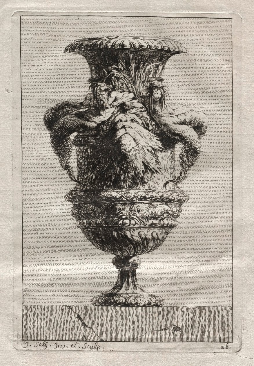 Suite med vaser: Plate 26, 1746. av Jacques Francois Joseph Saly
