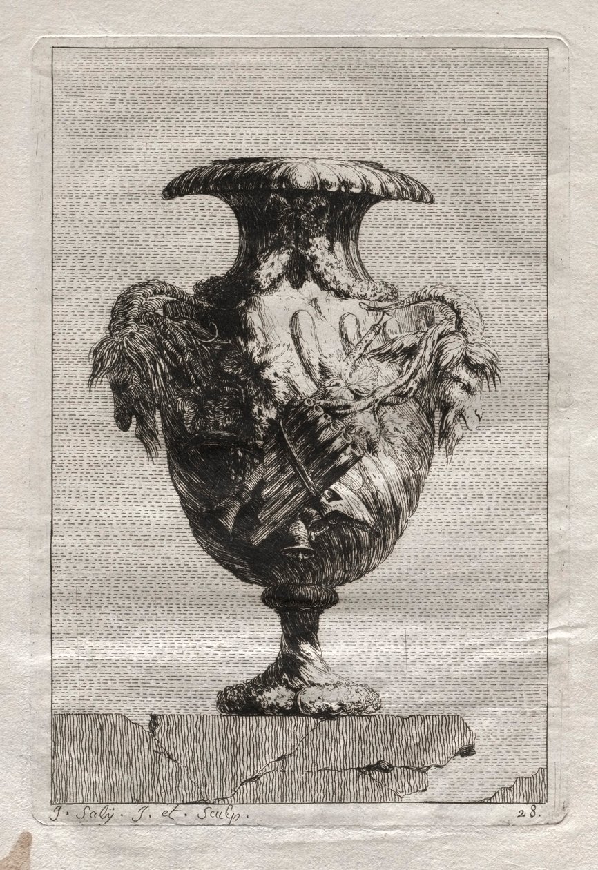 Suite med vaser: Plate 28, 1746. av Jacques Francois Joseph Saly