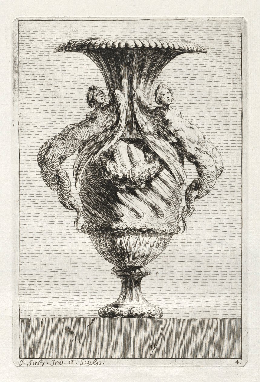 Suite med vaser: Plate 4, 1746. av Jacques Francois Joseph Saly