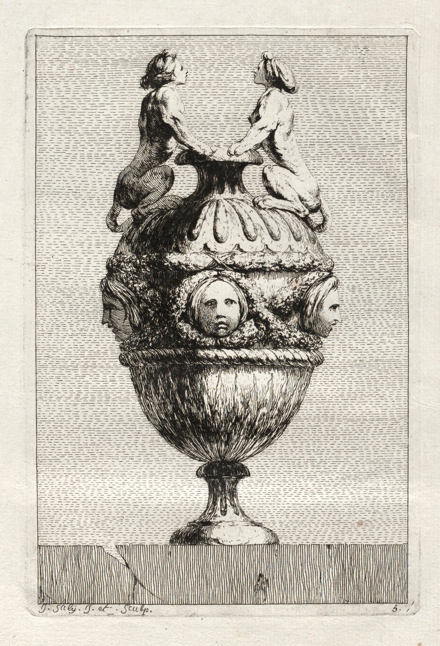 Suite med vaser: Plate 5, 1746. av Jacques Francois Joseph Saly
