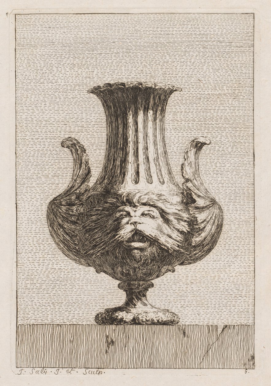 Suite med vaser: Plate 6, 1746. av Jacques Francois Joseph Saly