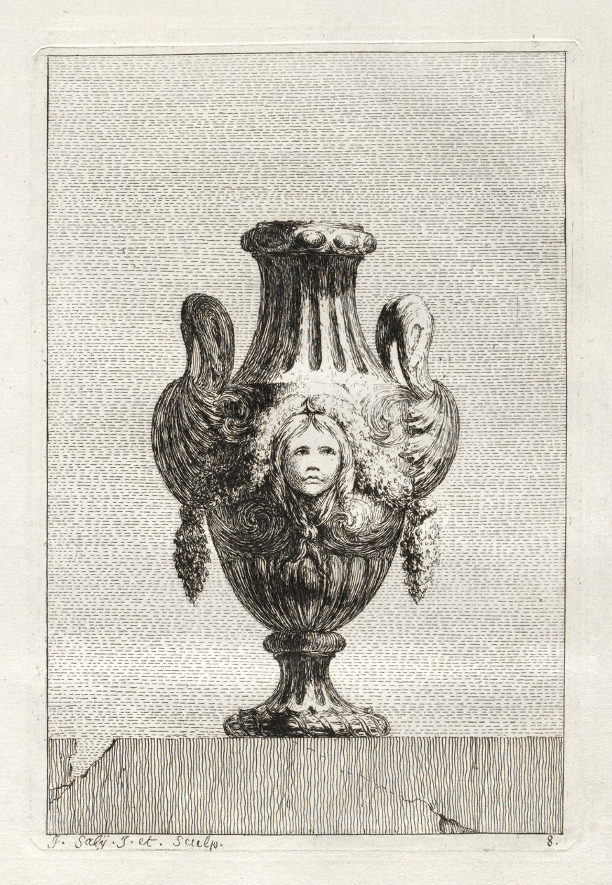 Suite med vaser: Plate 8, 1746. av Jacques Francois Joseph Saly