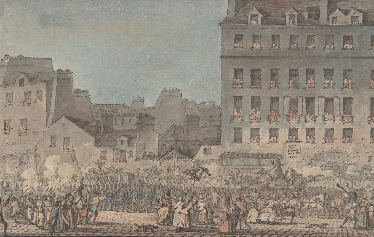 Ludvig XVI på vei inn i Paris, 6. oktober 1789, 1789. av Jacques Francois Joseph Swebach