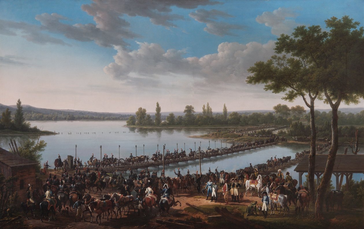 Passage of the Donau av Napoleon før slaget ved Wagram (olje på lerret) av Jacques Francois Joseph Swebach