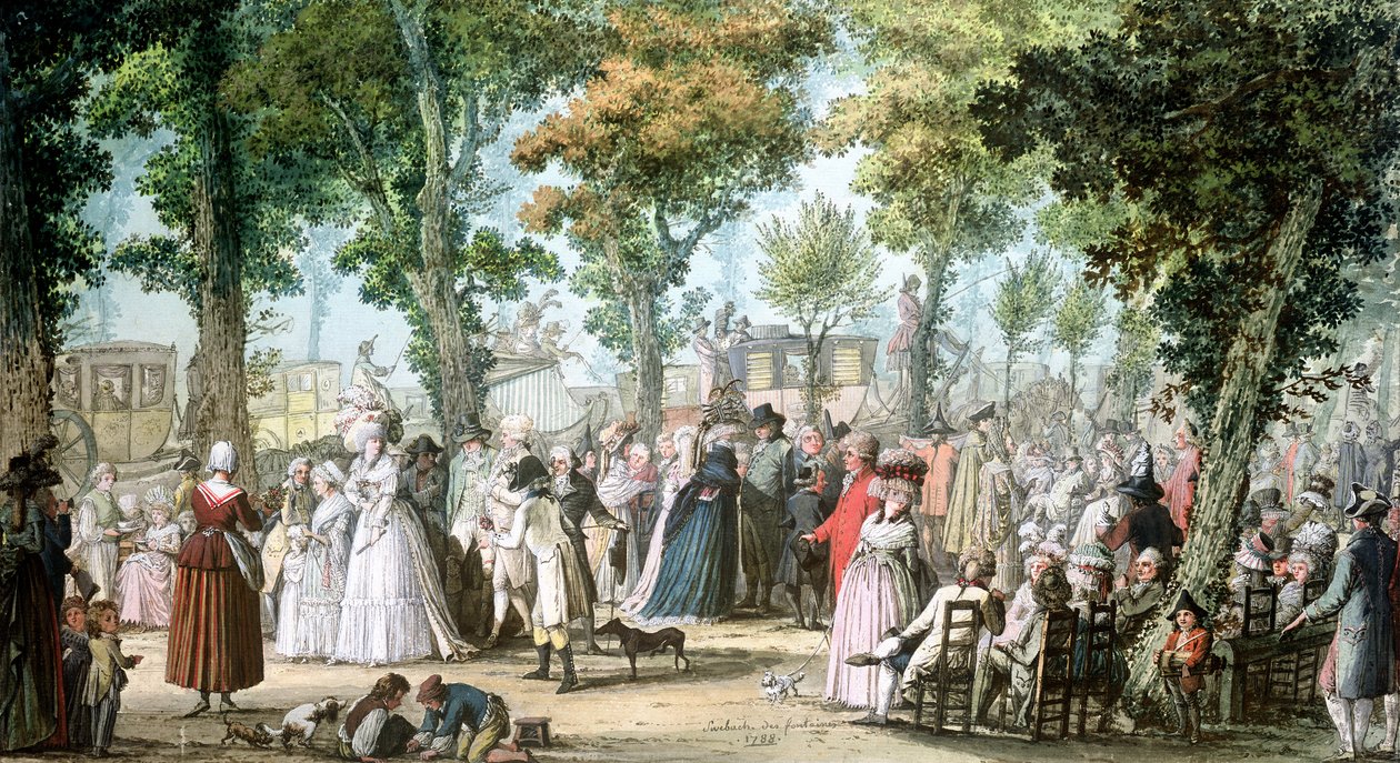 Promenade i Boulevard du Temple, 1788 av Jacques Francois Joseph Swebach