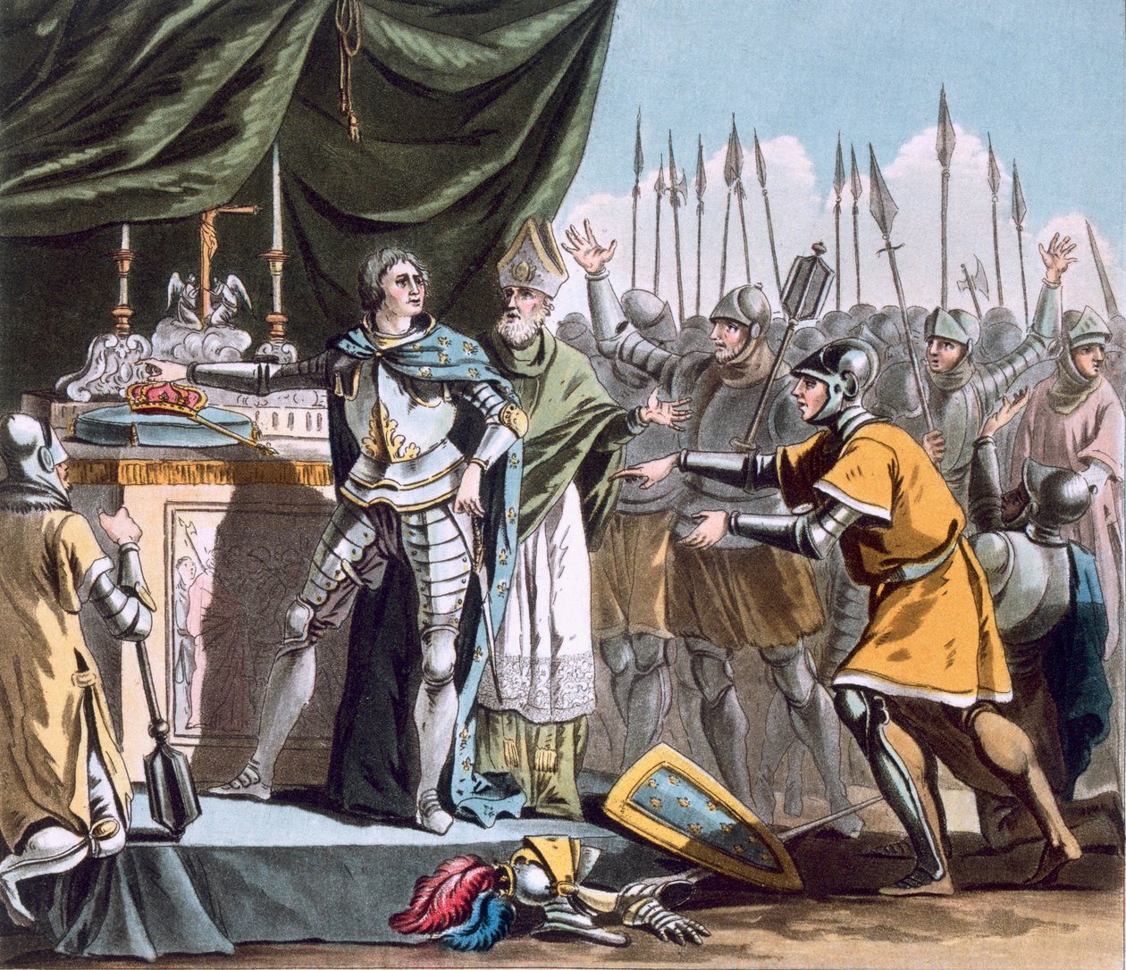 The Historic Day of Bouvines i 1214, gravert av Jean Baptiste Morret (fl. 1790-1820), 1790 av Jacques Francois Joseph Swebach
