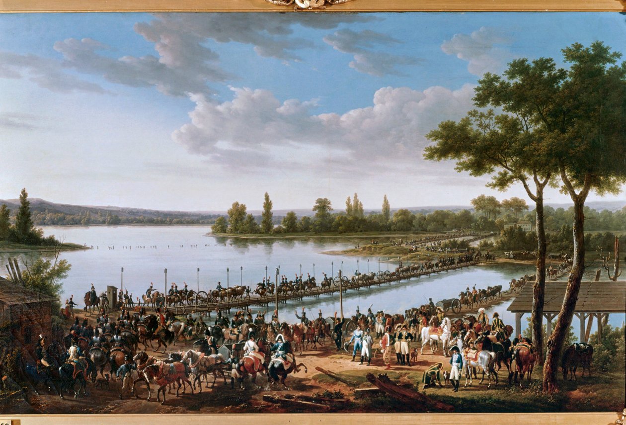 Napoleons passasjering av Donau før slaget ved Wagram … (maleri på lerret) av Jacques Francois Joseph Swebach