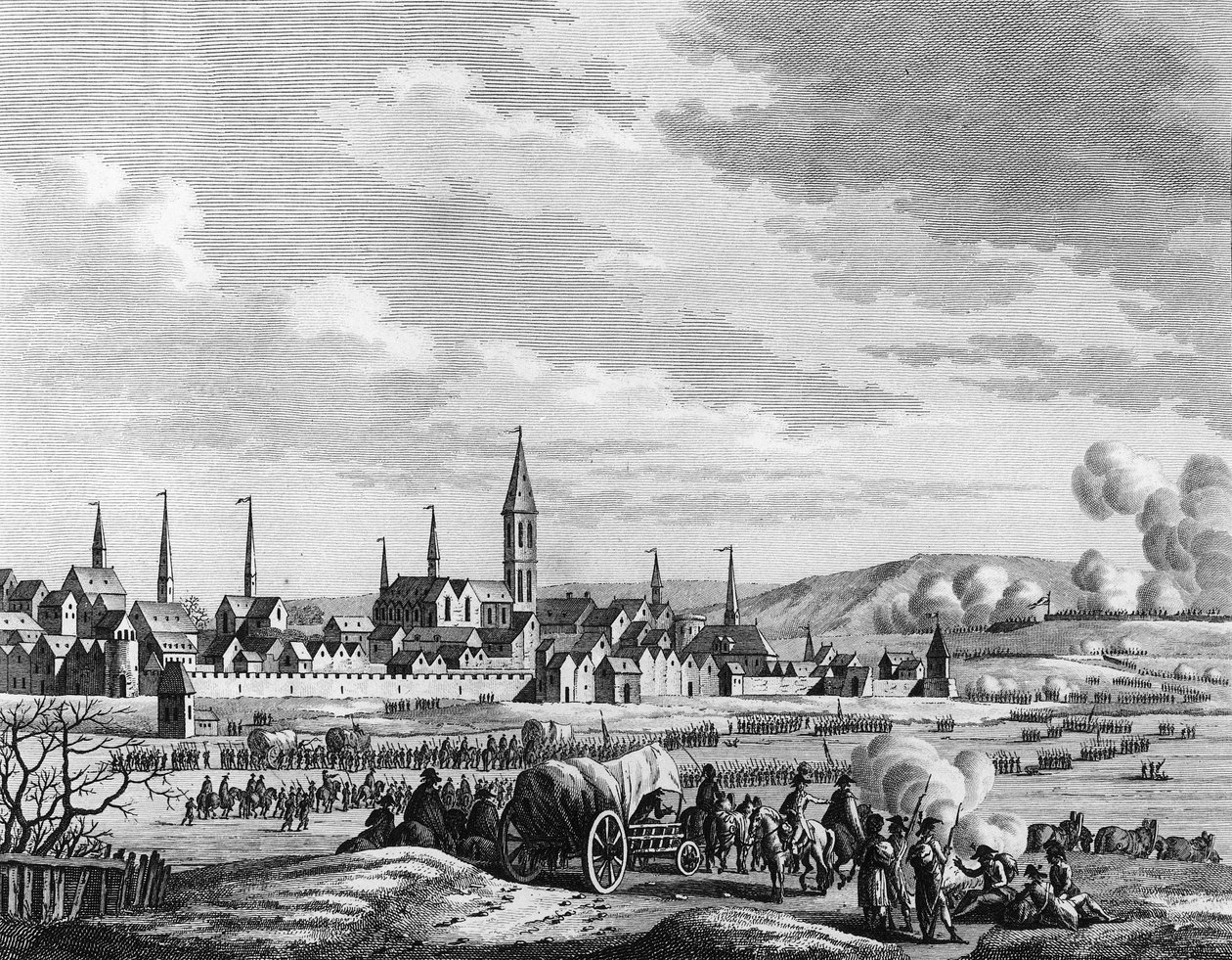 Den franske revolusjonskrig og antirevolusjonære bevegelser: I Holland, passasje av elven Waal på isen 14. januar av Jacques Francois Joseph Swebach