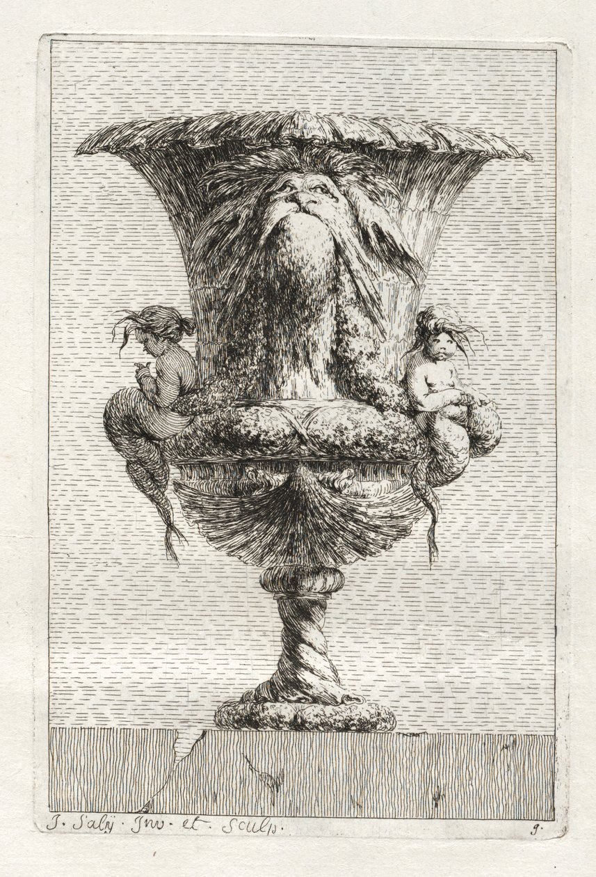 Suite med vaser: Plate 9 av Jacques François Saly