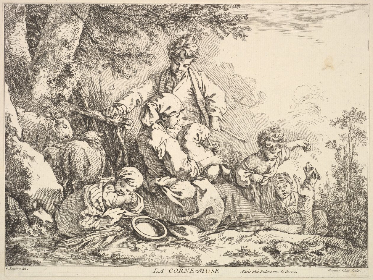 Sekkepiper, midten til slutten av 1700-tallet. av Jacques Gabriel Huquier