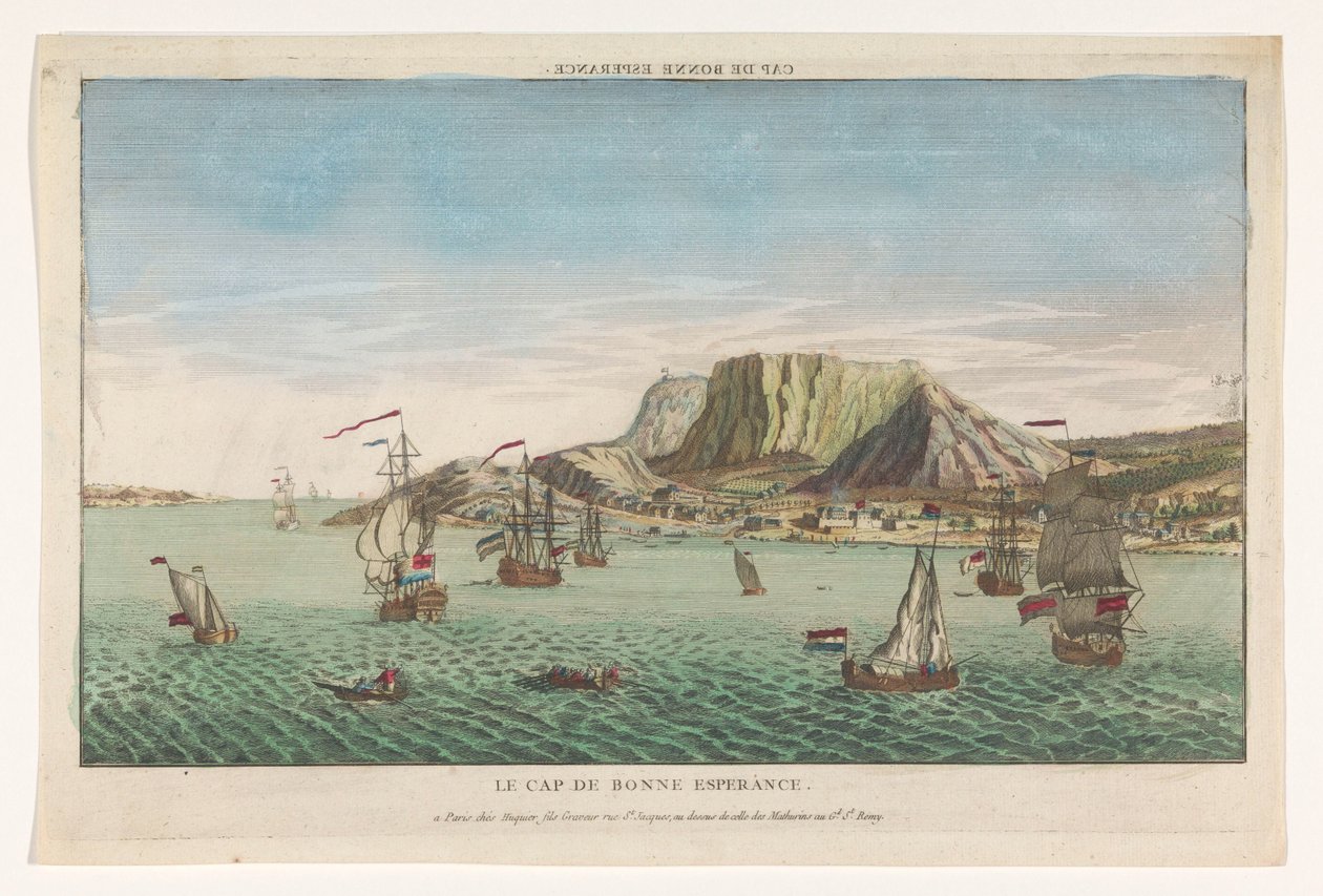 Utsikt over Kapp det gode håp i Sør-Afrika Cap de Bonne Esperance (tittel på objekt) av Jacques Gabriel Huquier