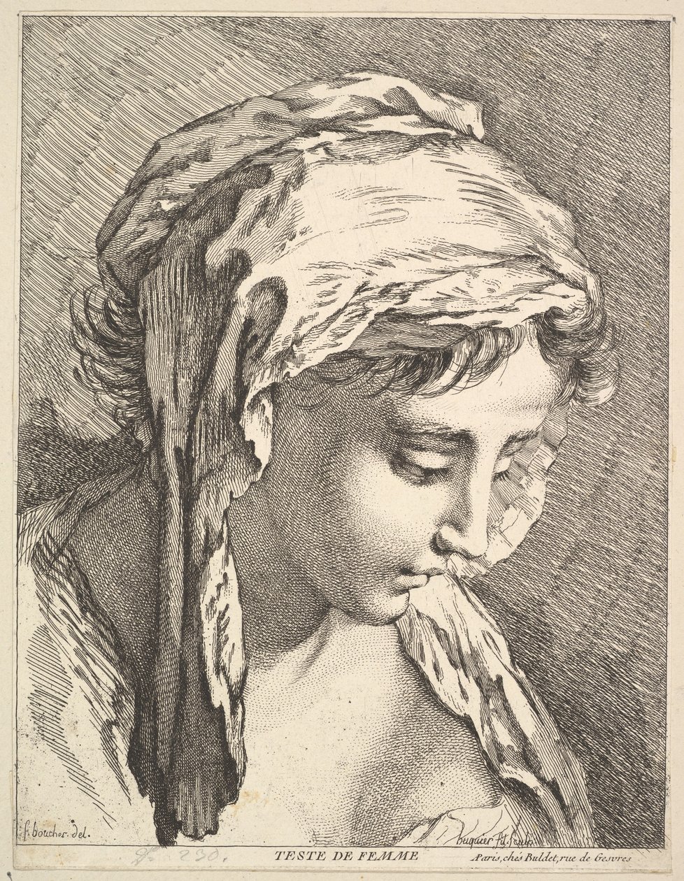Head of a Woman, midten til slutten av 1700-tallet. av Jacques Gabriel Huquier