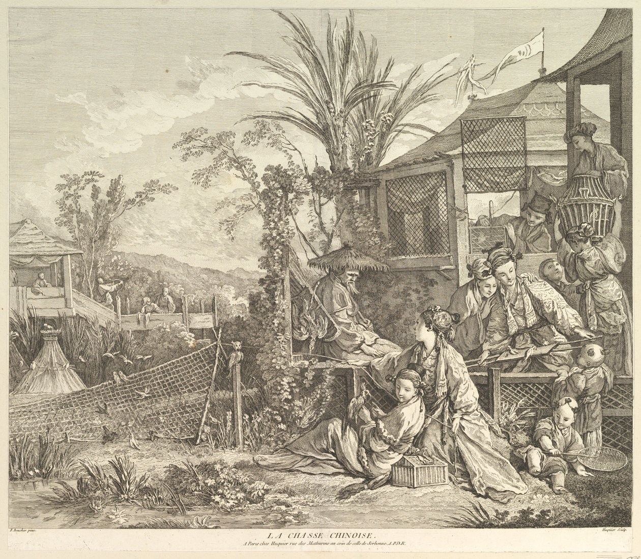 La Chasse Chinoise The Chinese Hunt, fra Chinoiseries, etter 1743. av Jacques Gabriel Huquier