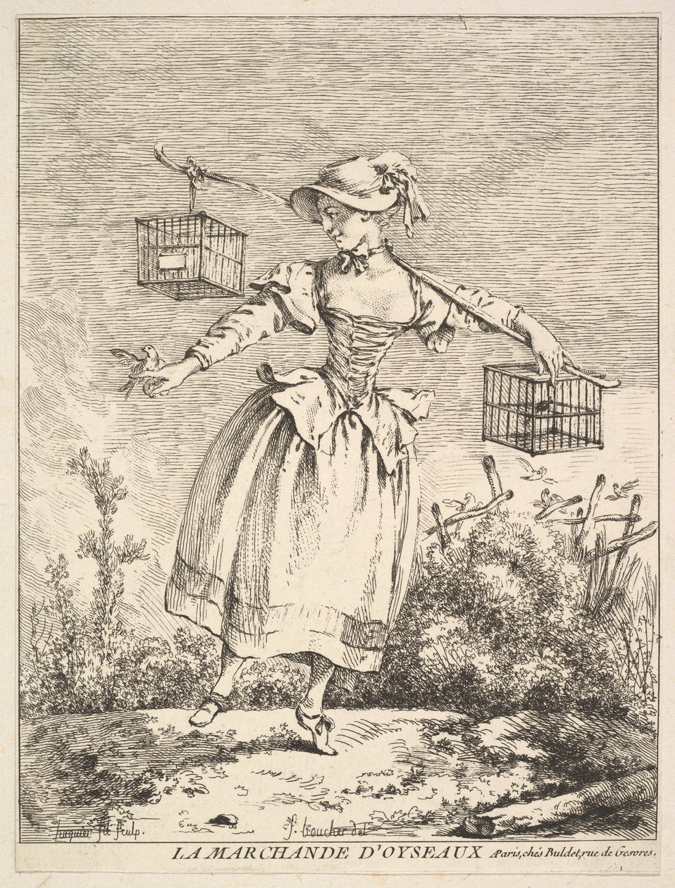 Fuglehandleren, 1700-tallet. av Jacques Gabriel Huquier