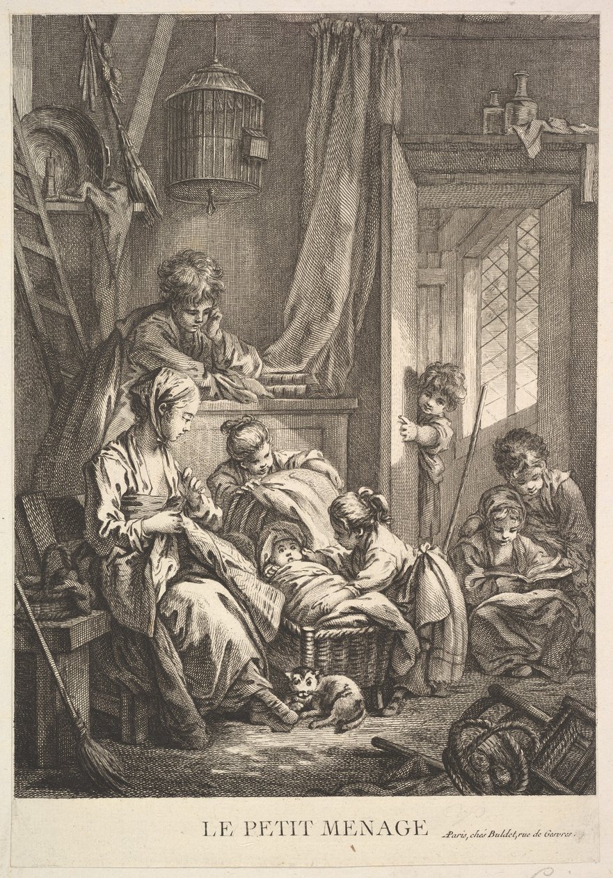 The Small Household, midten til slutten av 1700-tallet. av Jacques Gabriel Huquier