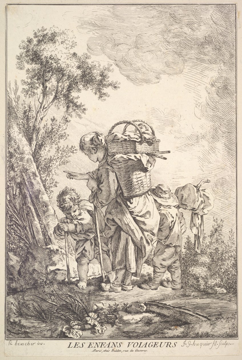 De reisende barna, midten til slutten av 1700-tallet. av Jacques Gabriel Huquier