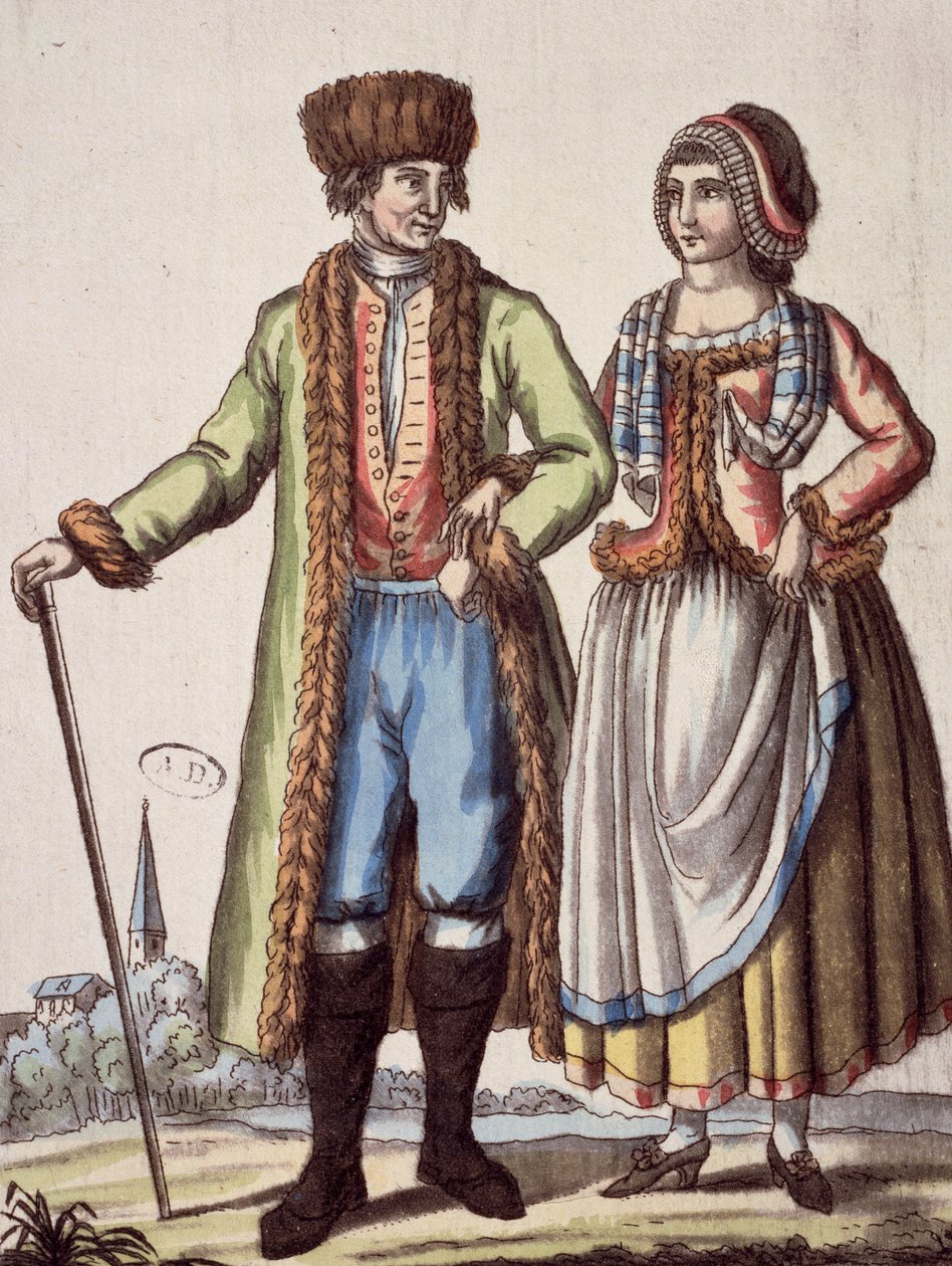 Par fra Praha, gravering av Jacques Grasset de Saint - Sauveur (1757 - 1810) av Jacques Grasset de Saint Sauveur