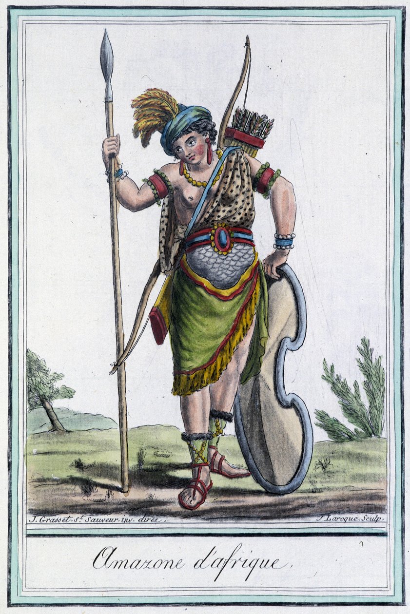 African Amazon - i "" Encyclopedia of Travels"" av Grasset St Sauveur, red. 1796 av Jacques Grasset de Saint-Sauveur