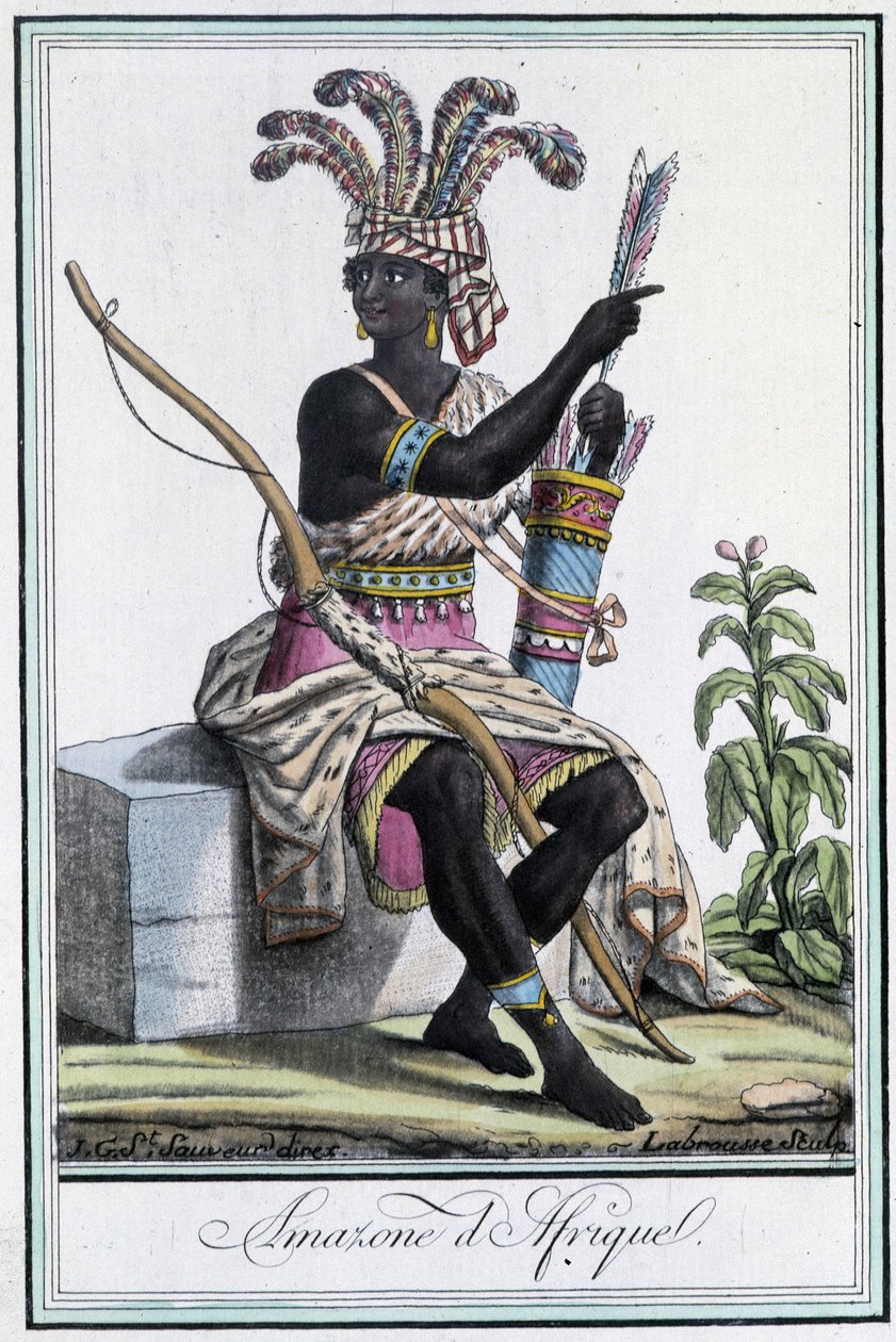 African Amazon - i "" Encyclopedia of Travels"" av Grasset St Sauveur, red. 1796 av Jacques Grasset de Saint Sauveur
