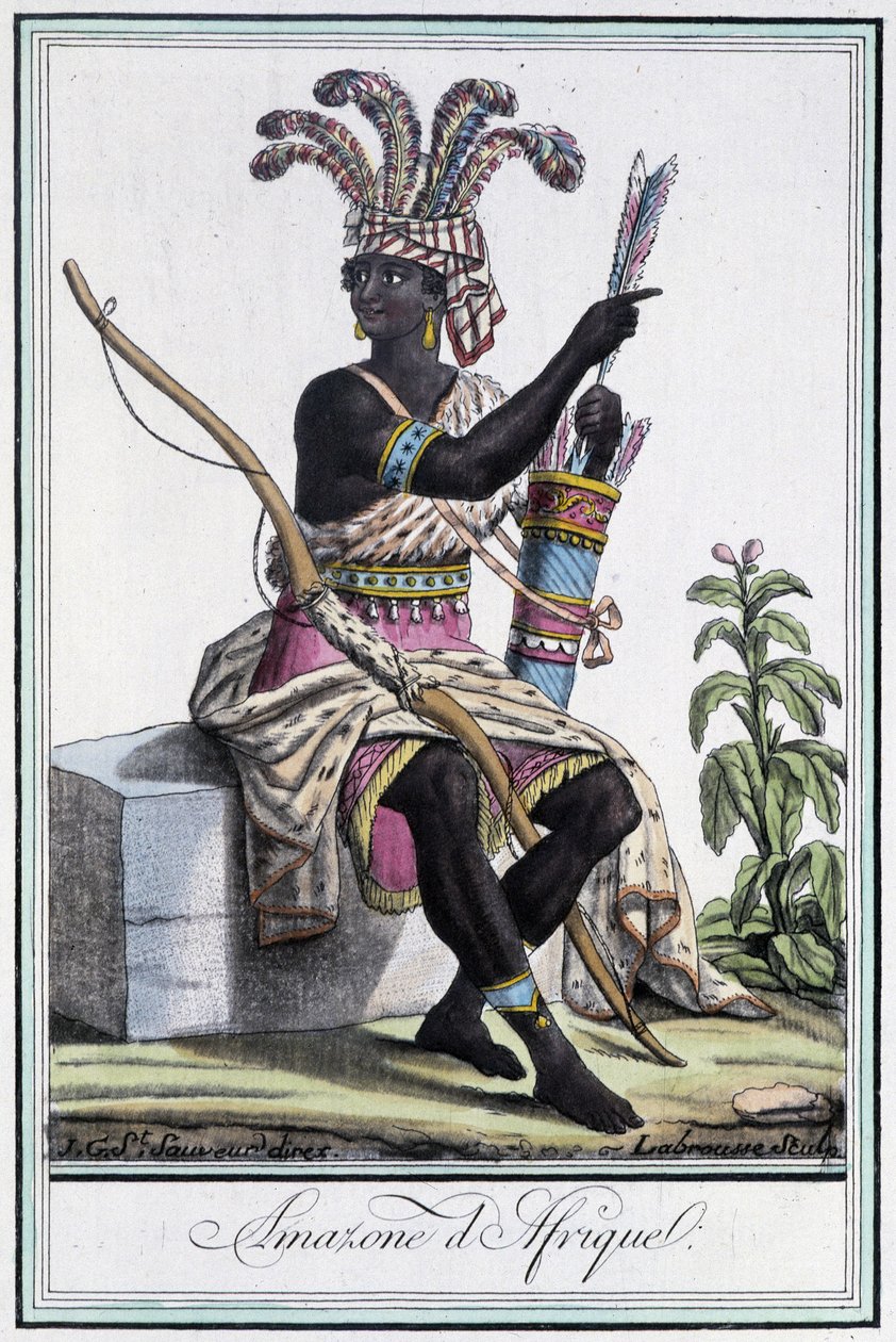 Amazon of Africa - i "" Encyclopedia of Travels"" av Grasset St Sauveur, red. 1796 av Jacques Grasset de Saint Sauveur