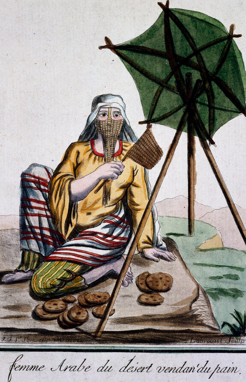 Arabisk kvinne fra ørkenen som selger brød, gravering fra Encyclopedie des Voyages, av Jacques Grasset de Saint-Sauveur (1757-1810) av Jacques Grasset de Saint Sauveur
