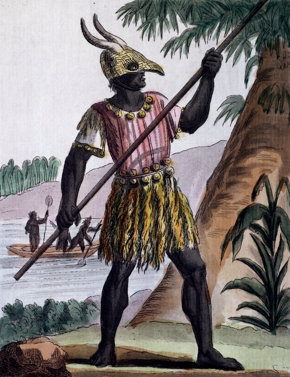 Bar som brukes til omskjæring av negre på Goree Island, Senegal, fargegravering fra tegning av Labrousse (aktiv 1796), fra Encyclopedia of voyages, av Jacques Grasset de Saint-Sauveur (1757-1810) av Jacques Grasset de Saint Sauveur