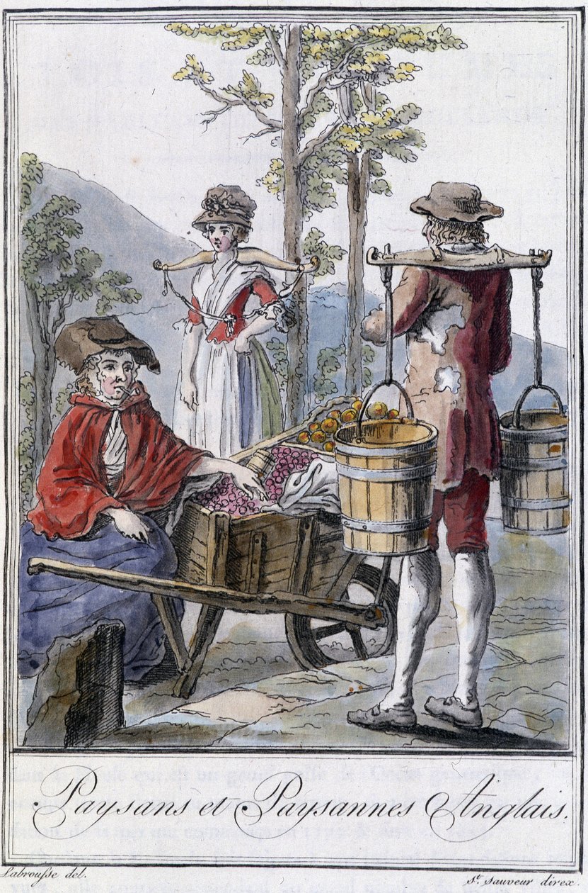 English Peasants and Peasants - i "" Encyclopedia of Travels"" av Grasset St Sauveur, red. 1796 av Jacques Grasset de Saint Sauveur