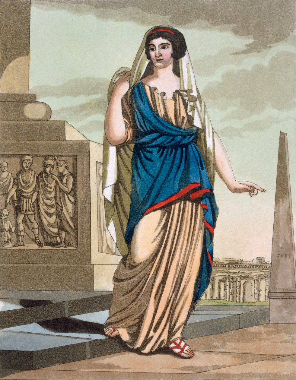 Kvinnelig statsborger i det gamle Roma, pub. 1796. av Jacques Grasset de Saint Sauveur