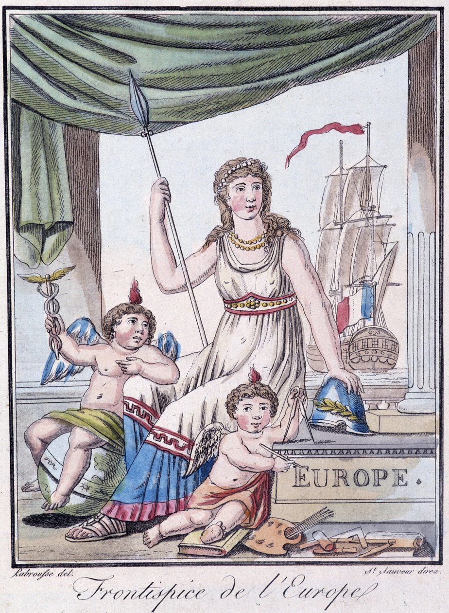 Frontispice of Europe - i "" Encyclopedia of Travels"" av Grasset St Sauveur, red. 1796 av Jacques Grasset de Saint-Sauveur