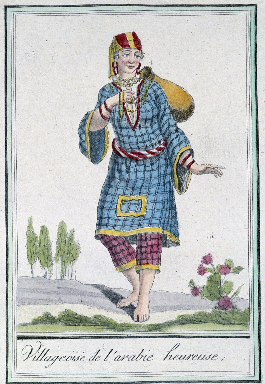 Happy Arabian Village - i "" Encyclopedia of Travels"" av Grasset St Sauveur, red. 1796 av Jacques Grasset de Saint Sauveur