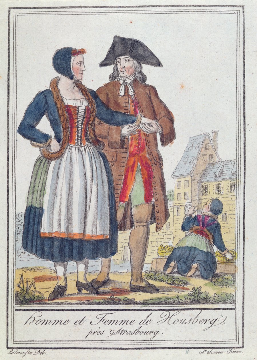 Innbyggere i Housberg, nær Strasbourg, 1796 av Jacques Grasset de Saint Sauveur