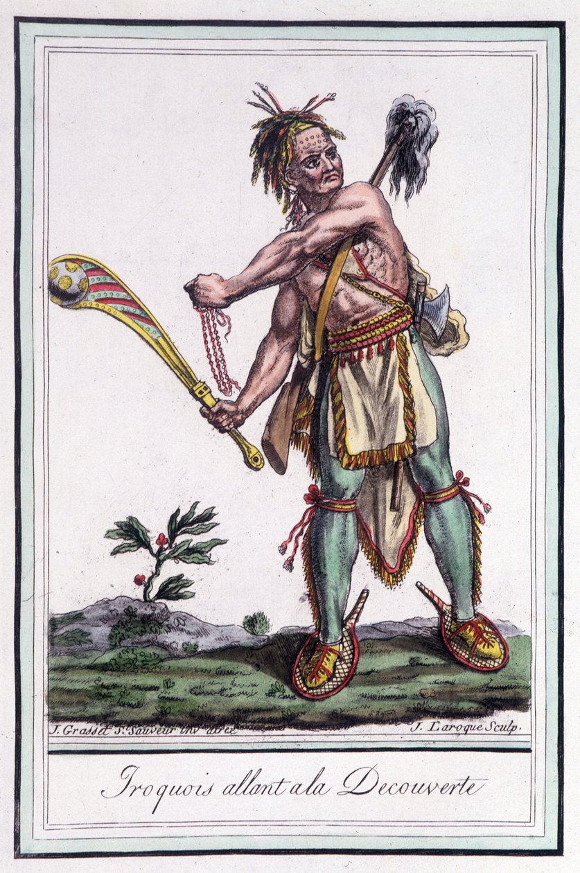 Iroquois "" går til oppdagelsen"" - i "" Encyclopedia of travels"" av Grasset St Sauveur, Paris av Jacques Grasset de Saint Sauveur