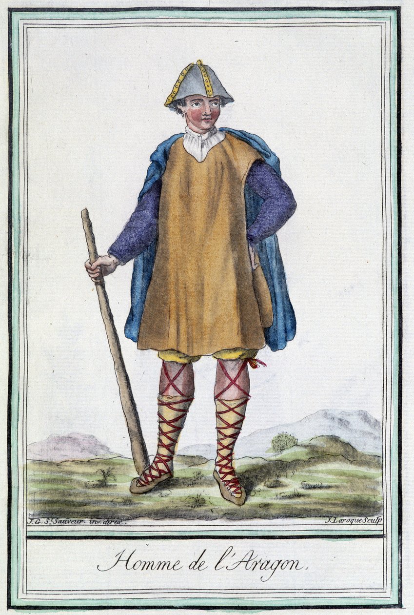 Man of Aragon (Spania) - i "" Encyclopedia of Travels"" av Grasset St Sauveur, red. 1796 av Jacques Grasset de Saint Sauveur