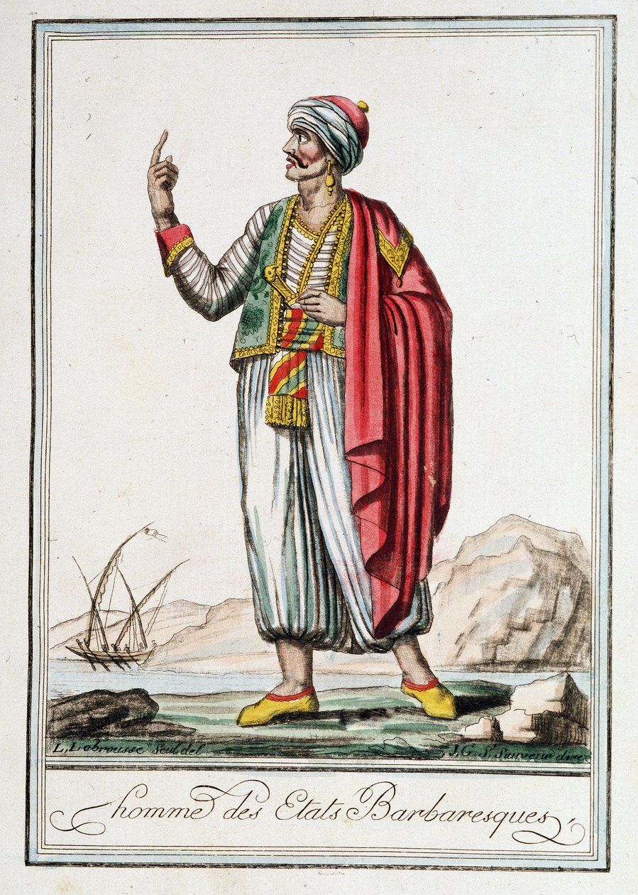 Man of the Barbarian States, "" Encyclopedia of Voyages"" av J. Grasset Saint-Sauveur (Saint Sauveur) av Jacques Grasset de Saint Sauveur