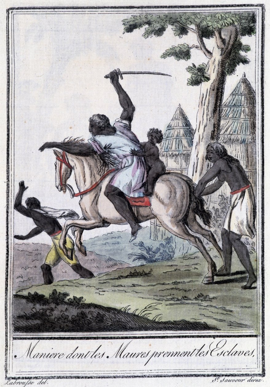 Administrer hvis Moures tar slaver - i "" Encyclopédie des voyages"" av Grasset Saint Sauveur, red. Paris 1796 av Jacques Grasset de Saint Sauveur