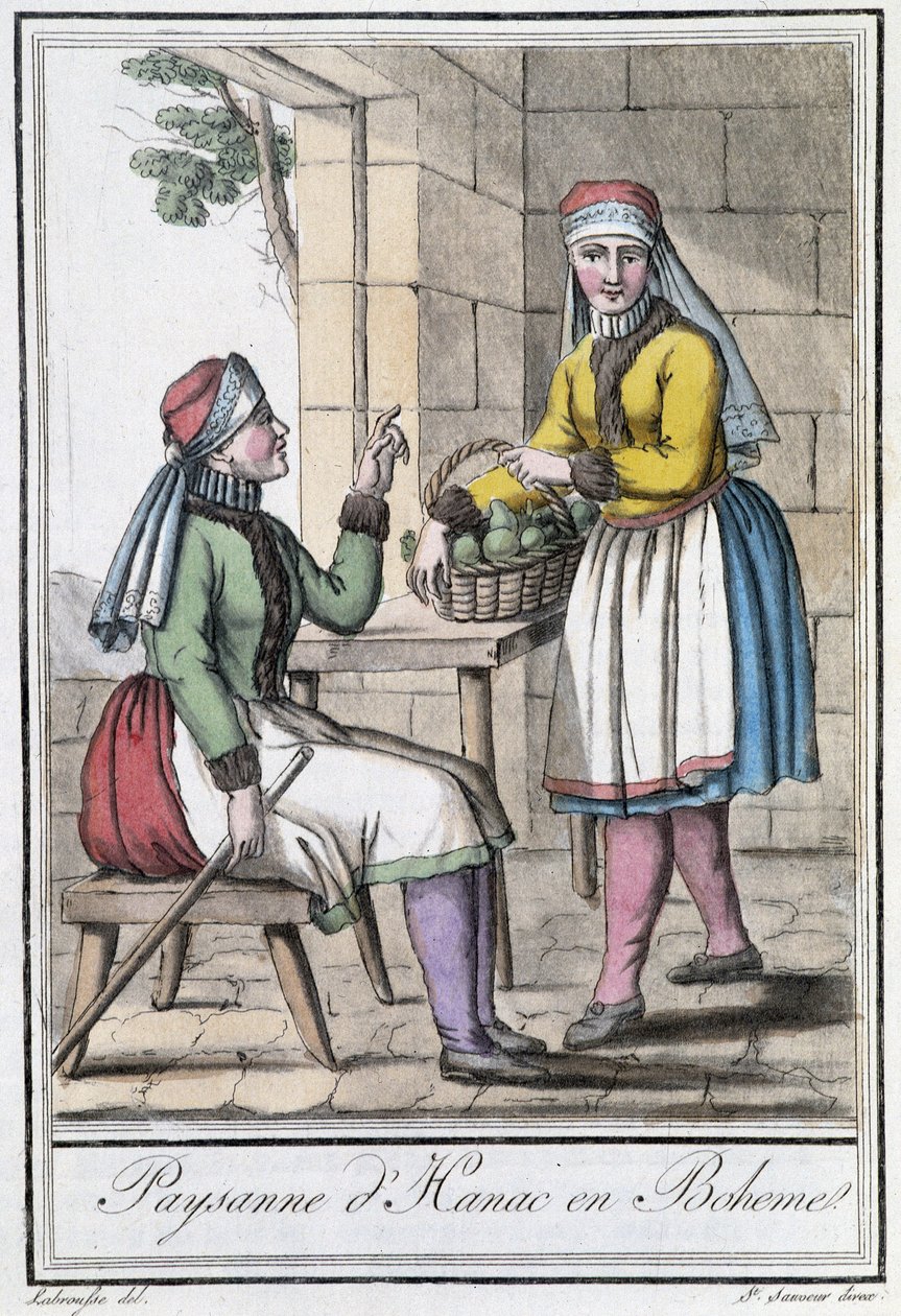 Bondekvinne fra Hanac, i Böhmen (Tsjekkoslovakia) - i "" Encyclopedia of travels"" av Grasset St Sauveur, Paris av Jacques Grasset de Saint Sauveur