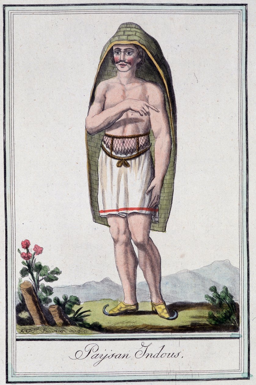 Peasant indous (India) - i "" Encyclopedia of travels"" av Grasset St Sauveur, red. 1796 av Jacques Grasset de Saint Sauveur