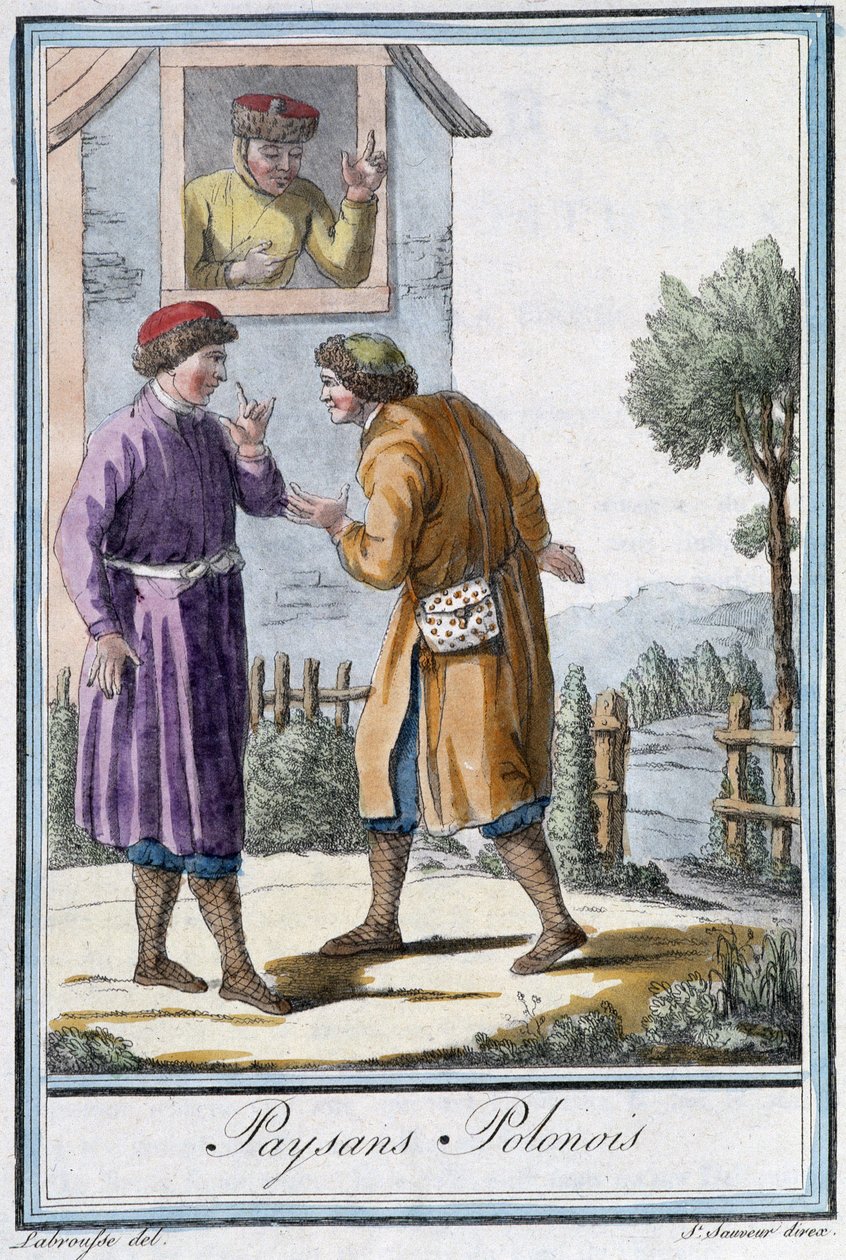 Polske bønder - i "" Encyclopedia of Travels"" av Grasset St Sauveur, red. 1796 av Jacques Grasset de Saint Sauveur