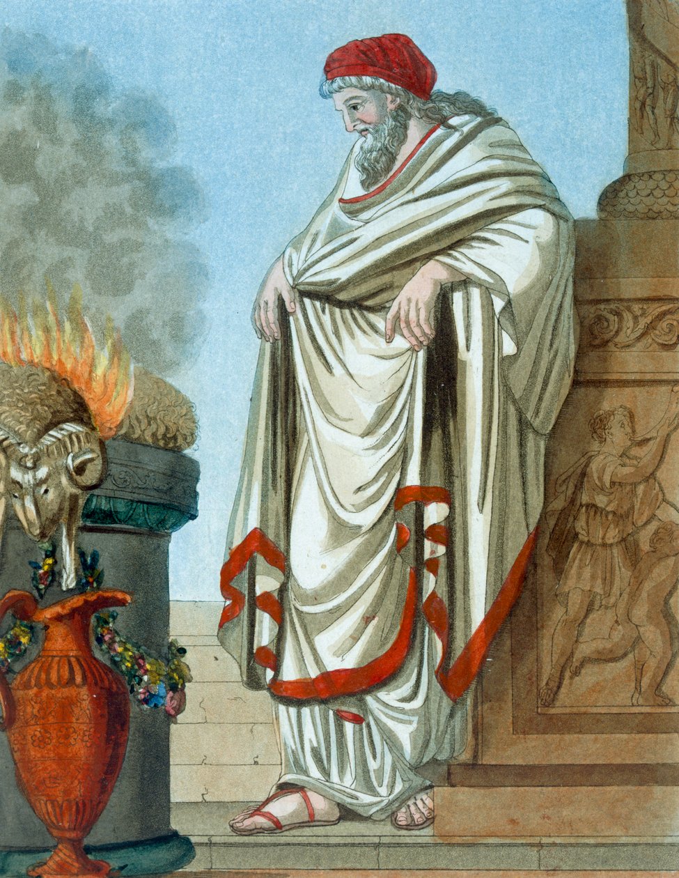 Pontifex Maximus, illustrasjon fra 'L'Antique Rome', gravert av Labrousse, utgitt 1796 av Jacques Grasset de Saint Sauveur