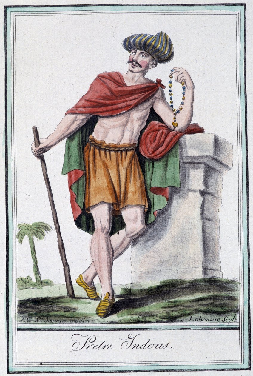 Hinduprest (Hindu) - i "" Encyclopedia of travels"" av Grasset Saint Sauveur, red. Paris 1796 av Jacques Grasset de Saint Sauveur