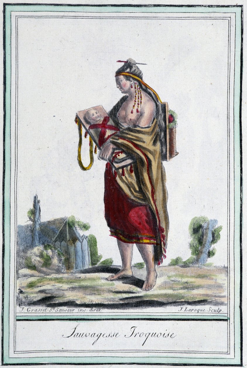 Sauvagesse iroquoise - i "" Encyclopedia of travels"" av Grasset St Sauveur, Paris av Jacques Grasset de Saint Sauveur