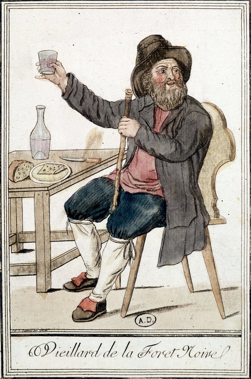 Gammel mann fra Schwarzwald - i "" Encyclopedia of Travels""" av J. Grasset Saint-Sauveur av Jacques Grasset de Saint Sauveur